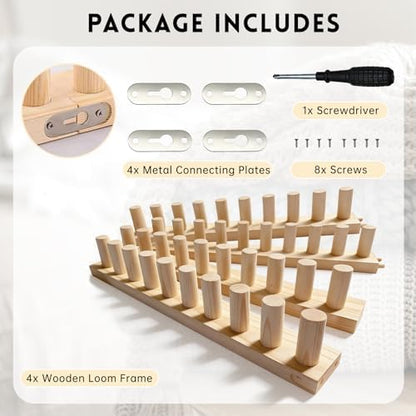 LARIAU Chunky Knitting Blankets Loom, Thick Yarn Knitting Loom for Beginners, 15.2" to 61“ Long Wooden Adjustable & Foldable & Portable Design DIY Machine, Birthday Gifts Knitting Lover Gift - Image 3