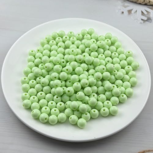 200pcs Acrylic Round Beads for Crafts 10mm Resin Candy Color Spacer Beads with Hole for Jewelry Making Sewing Crafts Decoration Necklaces Bracelets Earrings Supplies(Light Green) - Image 2