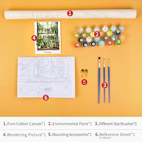 TUMOVO Green Plant Paint by Numbers Kit for Adults Beginner Potted Oil Painting Adult Paint by Number Kits on Canvas Botanic DIY Acrylic Painting Art Crafts for Gifts Home Wall 16"x20"(Frameless) - Image 6