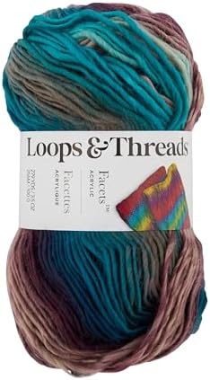 Loops & Threads Facets Yarn - Yarn for Knitting, Crochet, Weaving, and Arts & Crafts - Dark Ocean, Acrylic, 3.5 oz - Image 4