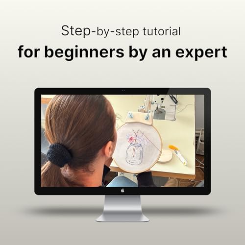 Looples Embroidery Kit for Beginners and Adults with Video Tutorials - Complete Embroidery Starter Kit with 3 Stamped Floral Patterns, Hoops, Threads, Needles, and Instructions (Car, Globe and Camera) - Image 7