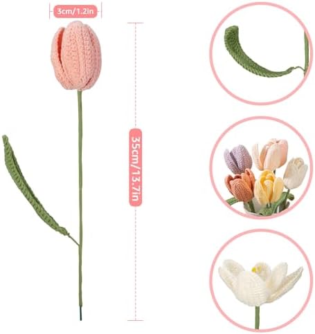 Noocro Crochet Kit Flower Bouquet, Rose, Lily Myosotis, Poppy, Tulip and Orchid with Video Tutorial and Detailed Instructions, Complete Kit Craft Supplies Holiday Gift (Tulip) - Image 2