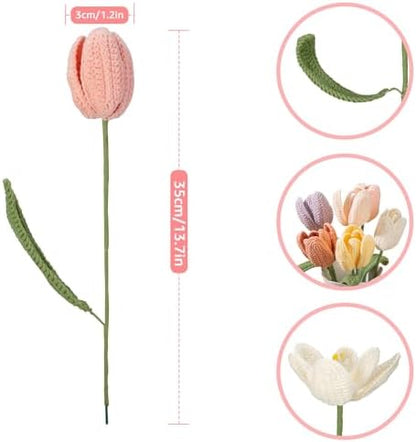 Noocro Crochet Kit Flower Bouquet, Rose, Lily Myosotis, Poppy, Tulip and Orchid with Video Tutorial and Detailed Instructions, Complete Kit Craft Supplies Holiday Gift (Tulip) - Image 2