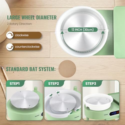 Huanyu Pottery Wheel Machine 12in with Bat System Detachable Extended Tray - Image 5