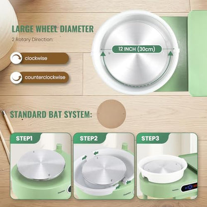 Huanyu Pottery Wheel Machine 12in with Bat System Detachable Extended Tray - Image 5
