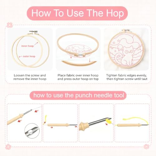 BEUNITONE 2 Pcs Cat & Starry Sky Punch Needle Kits for Adults Beginner - Image 3