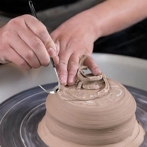 Supkirr 4 Pcs Metal Clay Carving Knife, Pottery Clay Sculpture Tools Set with 4 Throwing Trimming Spinner Tools, Stainless Pottery Trimming Knifes for Engraving, Styling Pottery, Shaping and Sculpture - Image 2