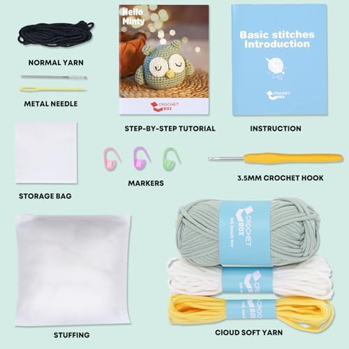 Complete Beginners Crochet Kit - Owl Crochet Kit, All You Need for Crocheting, Step-by-Step Video Tutorials, Instruction, Tools, Holiday Birthday Gift for Adults, Teens - Image 3