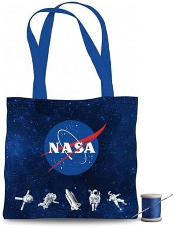 NASA Astronaut DIY Canvas Tote Bag Sewing Kit – Space-Themed Fabric Craft Project – Includes 24" x 43" Dark Blue Fabric Panel & Instructions – Create 16" x 15" Handmade Tote Bag by NorthcottFabrics