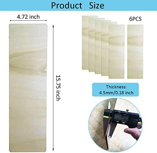 Unfinished Wood Sign Blank Rectangle Hanging Wooden Plaque DIY Craft Project Wood Sign with Rope Door Wall Art (15.7 x 4.7 x 0.2 in, 6-Pack) - Image 2