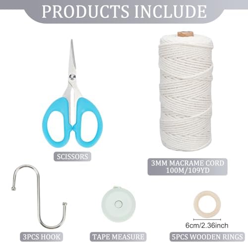 FREEBLOSS 3 Sets Macrame Plant Hanger Kit Macrame Wall Hanging Kit Macrame Plant Hangers Indoor Hanging Planter Basket Macrame Kit for Beginners with Video Tutorial - Image 2