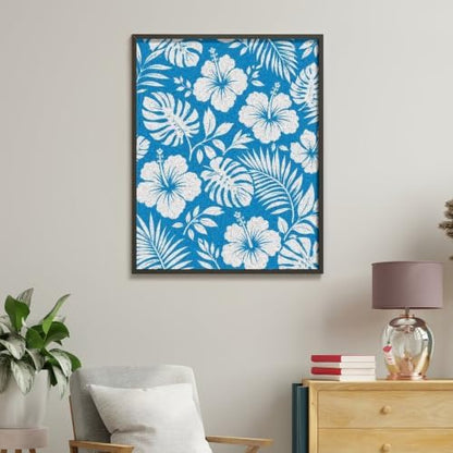 Bozfoxa Paint by Numbers Kit for Adults Beginner Blue Tropical Floral - Image 4