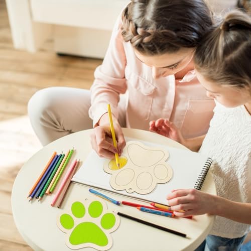 Large Dog Paw-Shaped Wooden Welcome Door Sign to Paint 10Pcs, DIY Blank Unfinished Wood Ornament for Crafts Hanging Decorations, Dog House Pet Theme Party Decoration Halloween Christmas Thanksgiving - Image 6