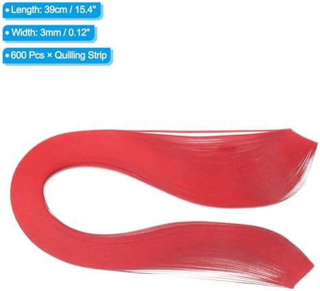 PATIKIL 600pcs Quilling Strips Paper 1/8"(3mm) 39cm Origami Paper Quilling Strip for Art DIY Hand Craft Christmas, Bright Red - Image 2