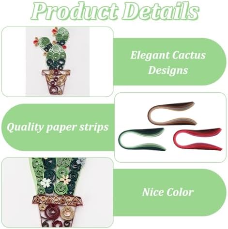 WEBEEDY Paper Quilling Kit 20 Sets DIY Cactus Card Quilling Kit with Paper Quilling Strips Tools and Supplies Greeting Card Making Kits for Adults Beginners DIY Handmade Home Room Wall Decor Gift - Image 3