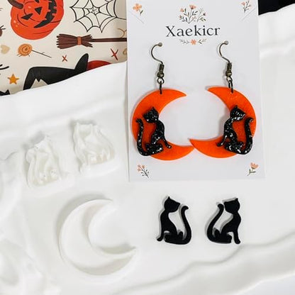 Xaekicr Halloween Moon and Cat Polymer Clay Cutters Set – 3Pcs Clay Earring Cutters for Halloween Earrings Making – Polymer Clay Molds and Tools for Jewelry DIY - Image 5