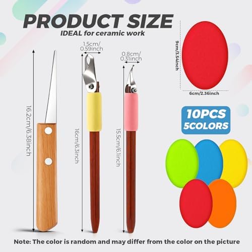 Leriton 2 Pack Clay Carving Tools Pottery Scrapers, Set 6, Colorful - Image 2
