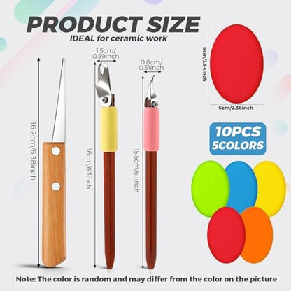 Leriton 2 Pack Clay Carving Tools Pottery Scrapers, Set 6, Colorful - Image 2