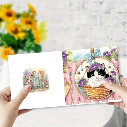 ARTopet 6Pcs Folding Greeting Card Diamond Art Painting Thank You Blessing Cards with White Envelope Rhinestones Painted Making Kits for Adults DIY Craft Holiday Gift-Cat03 - Image 6