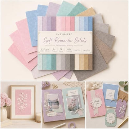 Pastel Scrapbook Paper Pad 6x6 Double Sided, Romantic Patterned Paper Pack - Decorative Craft Cardstock & Scrapbooking Supplies for Card Making, Junk Journal Ephemera, Mini Albums by EASYHAUTE