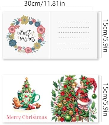 jinglinhh 6pcs Diamond Art Painting Christmas Tree Elf Snowman Elk Santa Greeting Cards with Envelopes, DIY Card Making Kits for Adults, Diamond Art Postcards Holiday Cards Craft Gifts - Image 2
