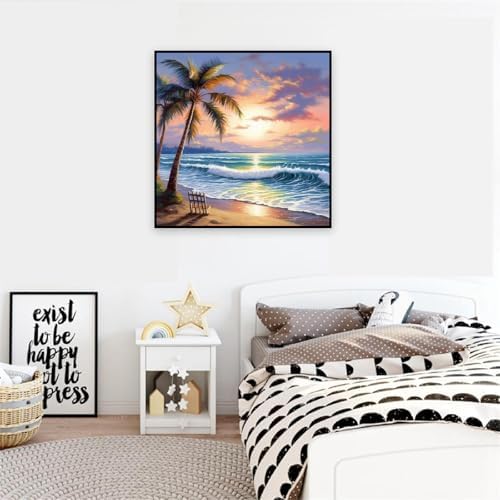 Paint by Numbers Kit for Adults,Beach DIY Paint by Number With Frame - Image 4