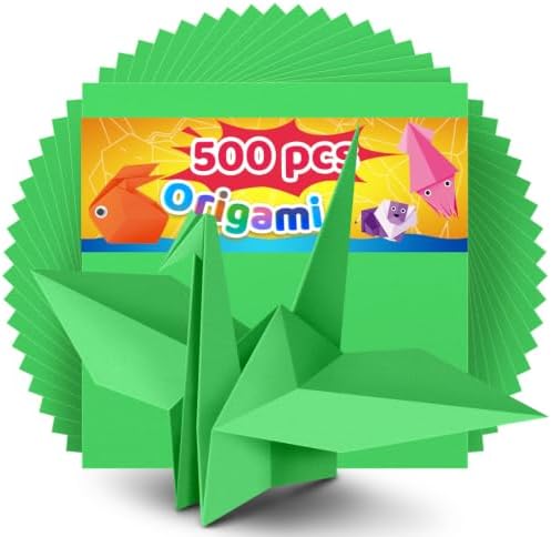 IOOLEEM Green Origami Paper, 500 Sheets, 6 Inch Square, Double Sided Colored Paper for DIY Crafts by IOOLEEM