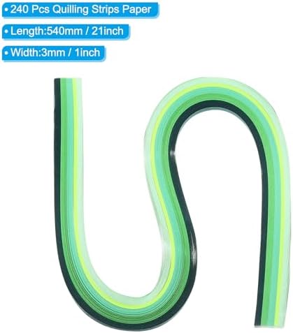 PATIKIL 540x3mm Rainbow Quilling Strips Paper 240Pcs, Gradient Green - Image 2
