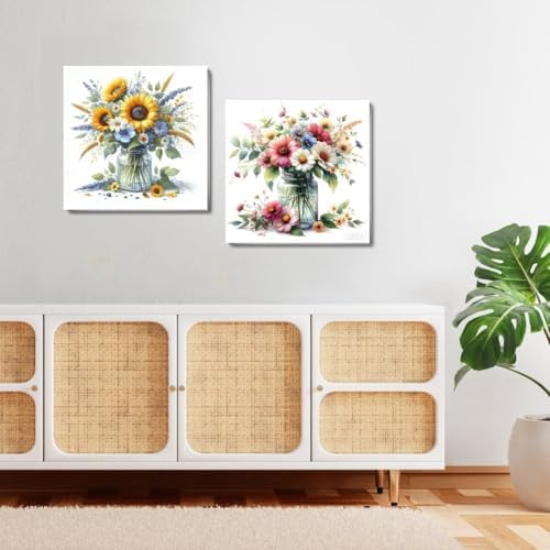 TCDZMYGS 2 Pack Flower Paint by Numbers Kit for Adults Beginner,Daisy Paint by Number Kits with Frame,DIY Acrylic Oil Painting by Numbers for Home Wall Decor 9.8 x 9.8 inch - Image 3