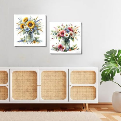 TCDZMYGS 2 Pack Flower Paint by Numbers Kit for Adults Beginner,Daisy Paint by Number Kits with Frame,DIY Acrylic Oil Painting by Numbers for Home Wall Decor 9.8 x 9.8 inch - Image 3