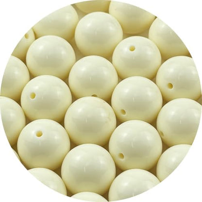 40pcs Acrylic Round Beads for Crafts 20mm Resin Candy Color Spacer Beads with Hole for Jewelry Making Sewing Crafts Decoration Necklaces Bracelets Earrings Supplies(Cream) by Unknown