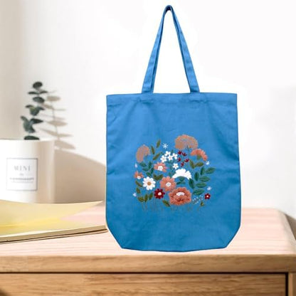 CREAWONDER Canvas Tote Bag Embroidery Kit with Pattern for Beginners, Arts and DIY Embroidery Crafts Kits for Adults, Include Instructions, Thimble, Embroidery Hoops, Color Threads and Tool - Image 7