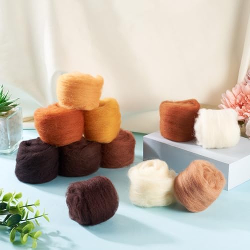 55G Needle Felting Wool Multicolor Autumn Brown Wool Roving for Needle Felting 11 Colors Soft Spinning Wools Bulk for Felting DIY Crafts Hand Spinning Supplies - Image 4