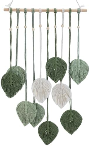 AHANDMAKER Green DIY Macrame Kit for Adults Large Bohemian Style Cotton Tapestry Feather Wall Hanging for Living Room Bedroom Christmas Office Home Decor by AHANDMAKER