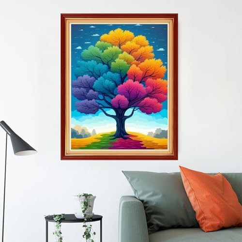 Redxing Stamped Cross Stitch Kits Embroidery kit for Beginners Adults Full Range of Embroidery Patterns Starter Kits DIY Printed Cross Stitch Kits Needlepoint Kits 11CT-Colorful Tree 16x20 inchs - Image 2