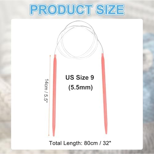 HARFINGTON Size US 9 (5.5mm) Plastic Circular Knitting Needles 32 Inch(80cm) Round Knitting Needle for Handmade Projects DIY Weave - Image 2