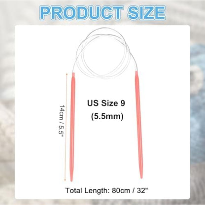 HARFINGTON Size US 9 (5.5mm) Plastic Circular Knitting Needles 32 Inch(80cm) Round Knitting Needle for Handmade Projects DIY Weave - Image 2