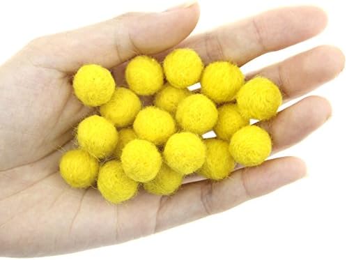 Needle Felt Balls Pure Wool Beads Dry Felted Balls 15mm Handmade DIY Crafts 20pcs (Yellow) - Image 2