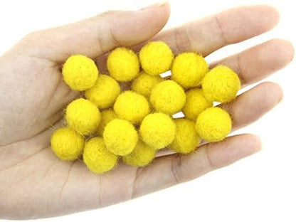 Needle Felt Balls Pure Wool Beads Dry Felted Balls 15mm Handmade DIY Crafts 20pcs (Yellow) - Image 2