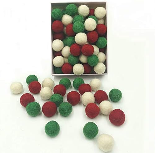 Christmas Felt Balls Red Green White 80pc 2cm DIY Felted Pom Pom Garland Wool Balls - Image 3