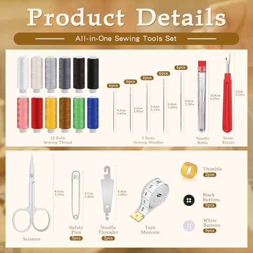 SHWAKK Sewing Kit for Adults, Stainless Steel Needles for Hand Sewing - Image 2