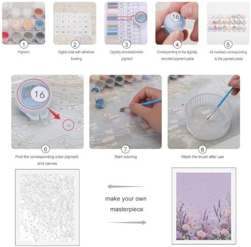 Paint by Numbers Kit for Adults Beginner Art Decor Lilac Rose Meadow - Image 4