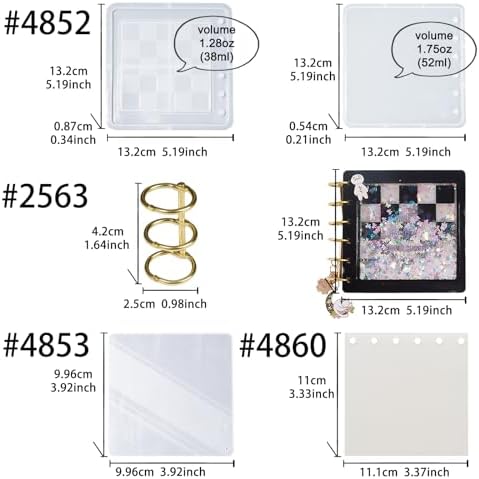DIY Resin Shaker Journal Kit Checkerboard - Complete Set with Square Notebook Molds, Binder Refills - Image 2