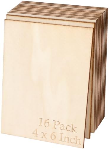 Blisstime 16PCS 4x6 Inch Wood Squares Unfinished Square Wood Pieces for Crafts,Painting, Writing, DIY Supplies, Engraving and Carving, Home Decorations (4x6 Inch 16Pcs) by Blisstime