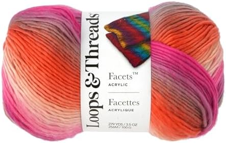 Loops & Threads Facets Yarn - Yarn for Knitting, Crochet, Weaving, and Arts & Crafts - Lollipop, Acrylic, 3.5 oz by LoopsThreads