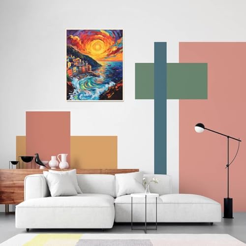 Sunset Paint by Numbers Kit for Adults Beginner Cinque Terre Italy Oil Painting Kit Adult Paint by Number Kits on Canvas DIY Painting for Beginners Art by Numbers for Gifts Home Wall Decor 16x20 Inch﻿ - Image 4