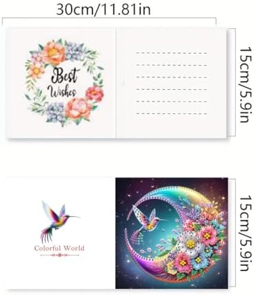 Diamond Art Cards with Envelopes–6PCS DIY Diamond Painting Greeting Cards Kit | Card Making Kit with Bling for Adults & Beginners | Birthday,Holiday & Thank You Cards (Hummingbird and Moon) - Image 4