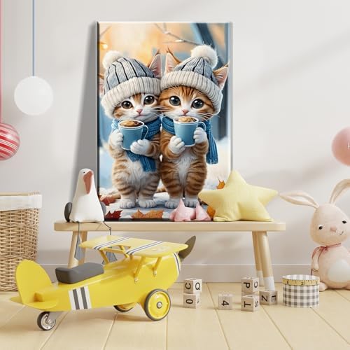 ATDMS Paint by Numbers Kits for Adults, Cats Paint by Number with Frame - Image 3