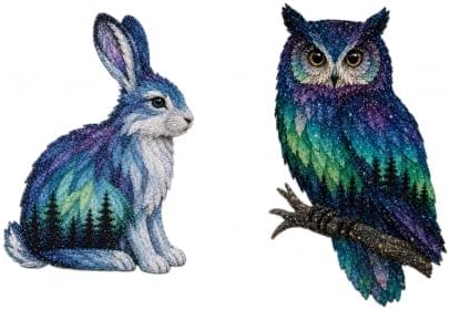 Northern Lights Animal Embroidery Kit DIY Fabric Patchwork Craft Set (R+O) by Unknown