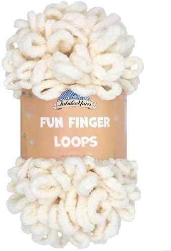 JubileeYarn Fun Finger Loops Yarn - Ivory - 1 Skein by BambooMN